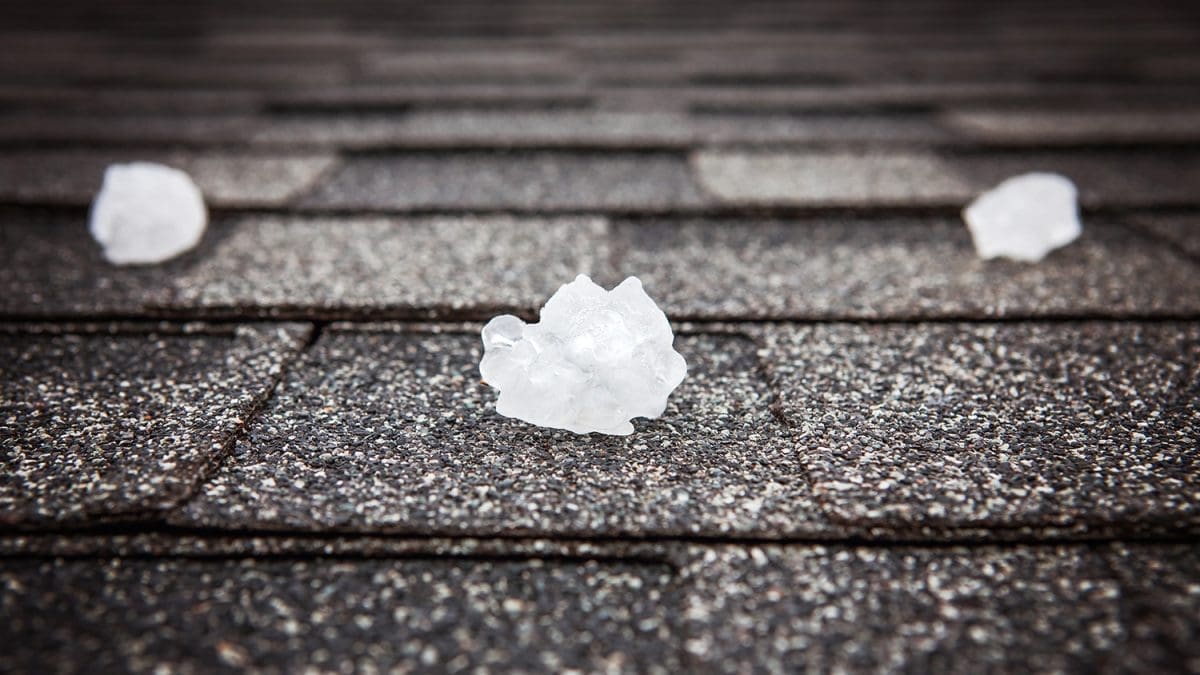 Hail on a roof after a storm.